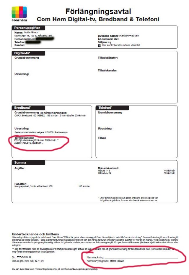 ComHem förlängavtal