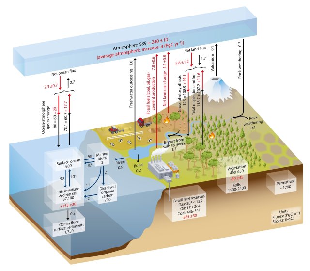 Carbon cycle IPCC AR5 Fig6-01-2